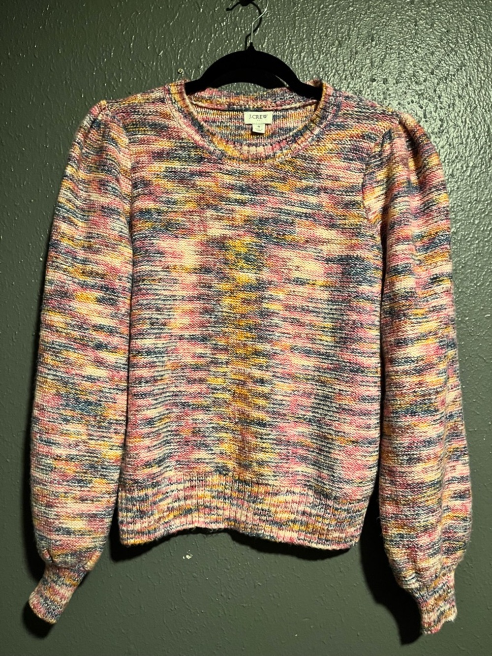 J. Crew Marled Multicolor Crewneck Sweater - Pink, Yellow & Blue